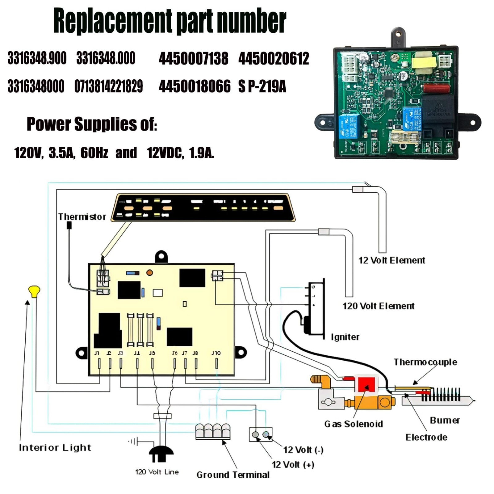 RV Fridge Control Board for Dometic DM2652 RM2652 – 7 Ports, 5-Year Warranty