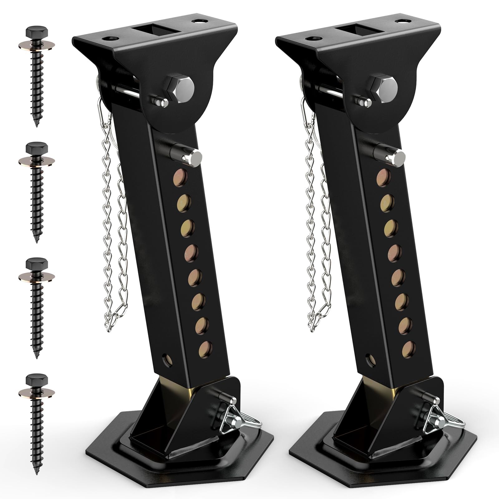 Telescoping RV Camper Accessories – 2 Pack Trailer Stabilizer Jacks, Black