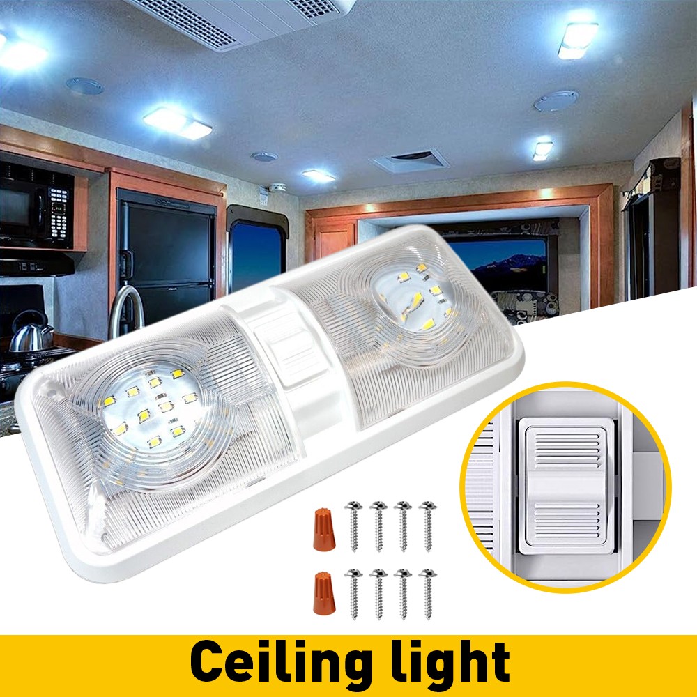 RV 12v Interior Light Frosted Clear Dome Camper Trailer Waterproof Marine 48-SMD