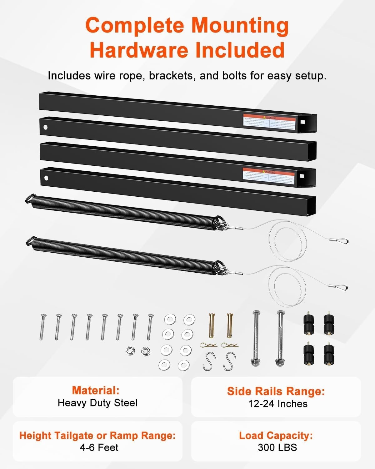 Heavy Duty Trailer Tailgate Ramp Lift Assist, 2 Sides, 300lb Steel