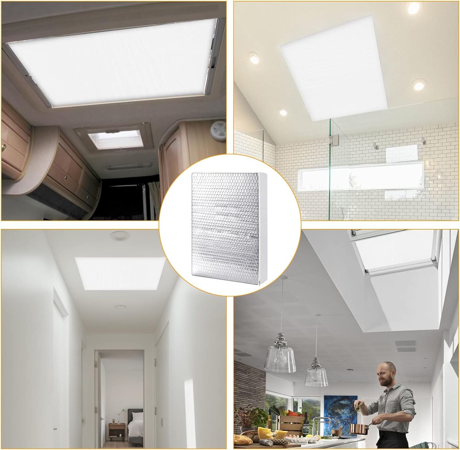 YUNVI RV Skylight Insulator 14x22x2.8,RV Vent Cover and 14*22inch, Silver