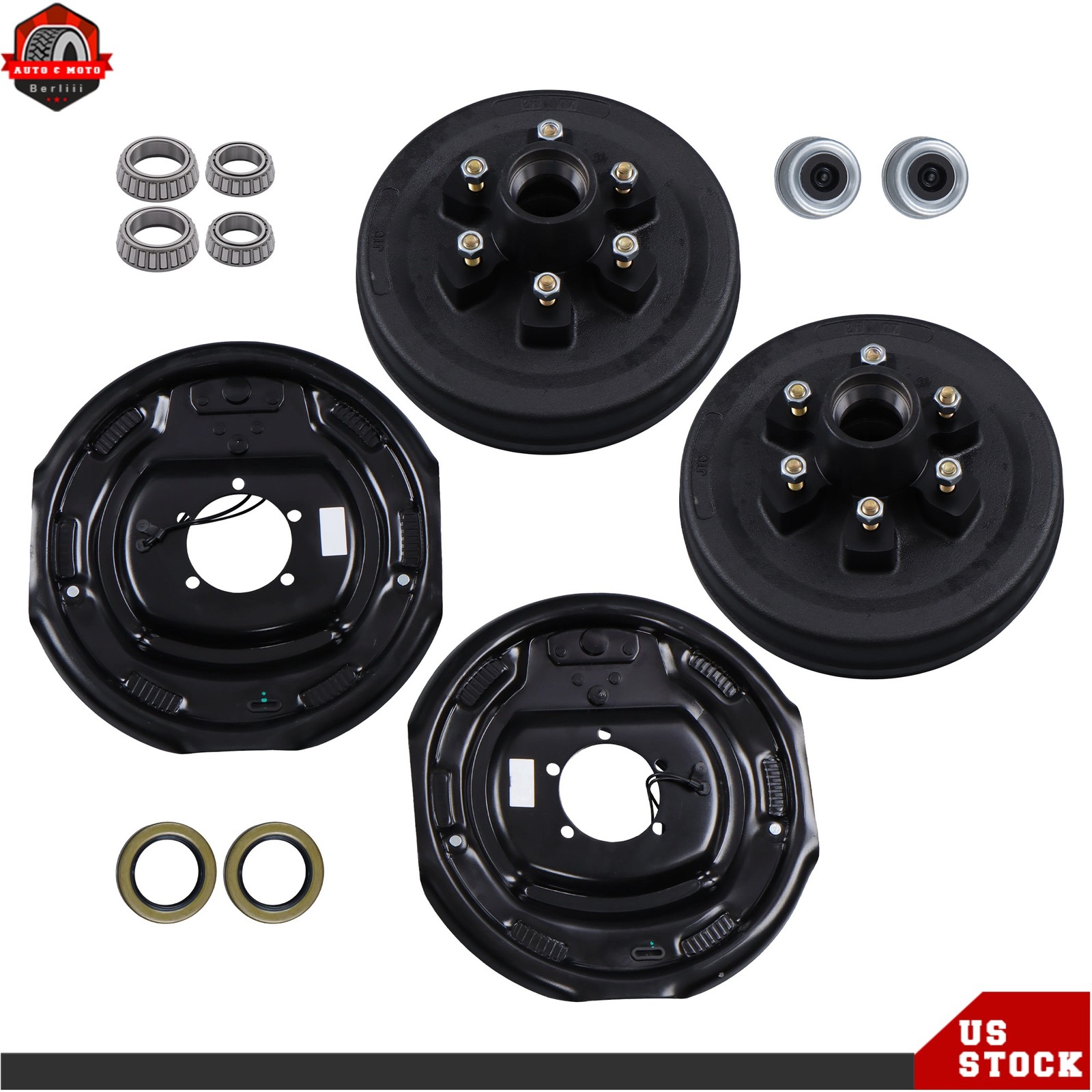 12″x2″ Trailer Hub Drum Kit 6 on 5.5″ & Electric Brakes For 5200-6000 lbs Axle