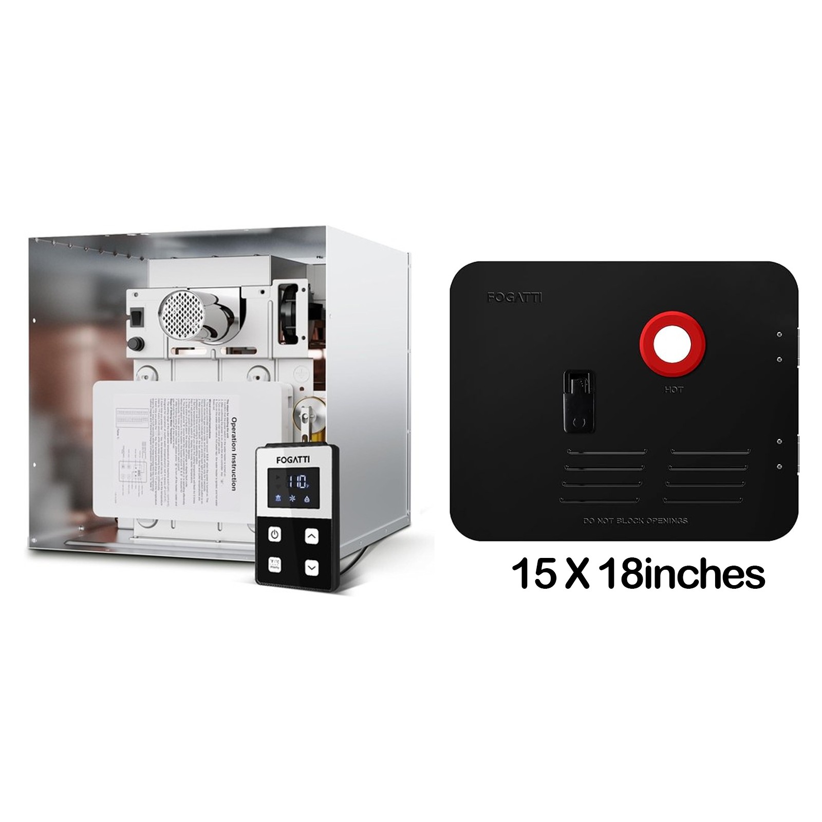 FOGATTI RV Tankless Water Heater Propane 2.9 GPM 55,000 BTU w/15″x18″ Black Door