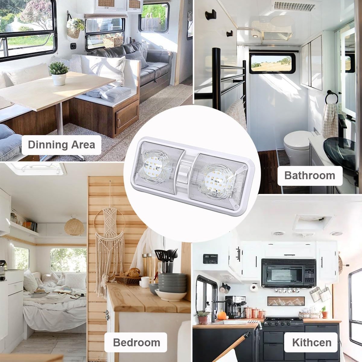 12V LED RV Ceiling Dome Light RV Interior Lighting for Trailer Camper Truck Boat