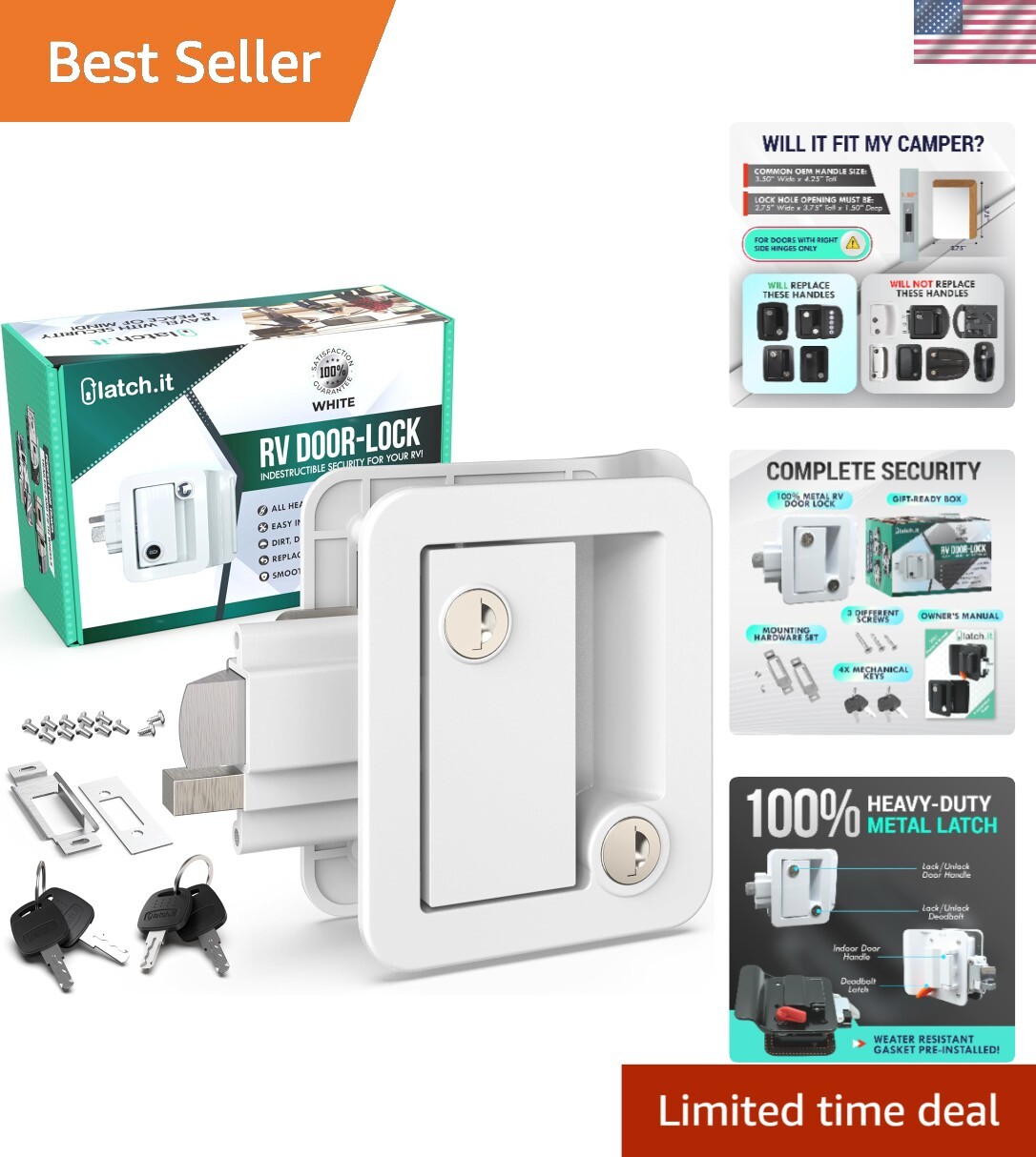 Premium RV Door Lock and Handle Set – Water-Resistant with Lifetime Warranty