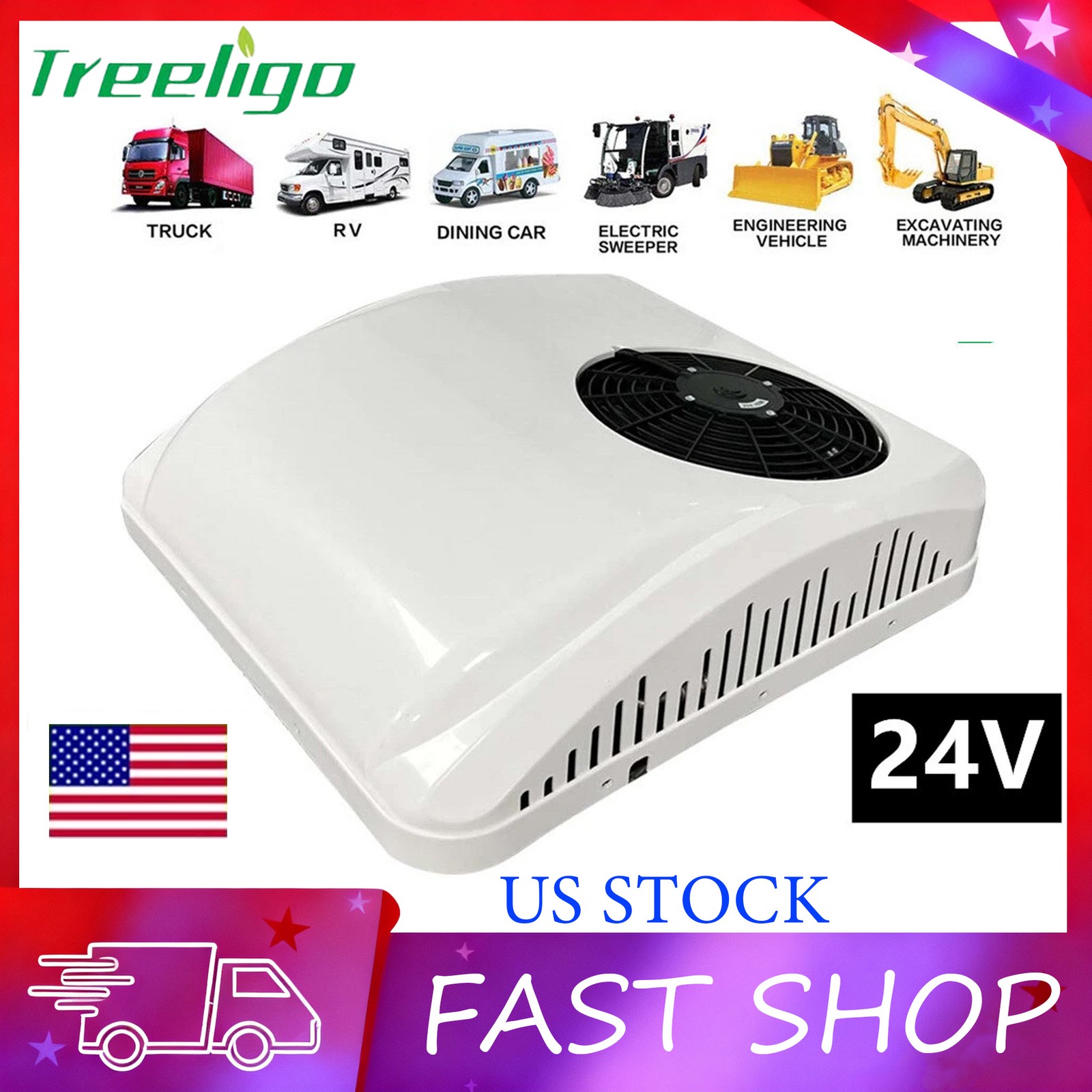 12000BTU-24V Rooftop AC Kit Air Conditioner Cool&Heat Kit For Bus Boat Motorhome