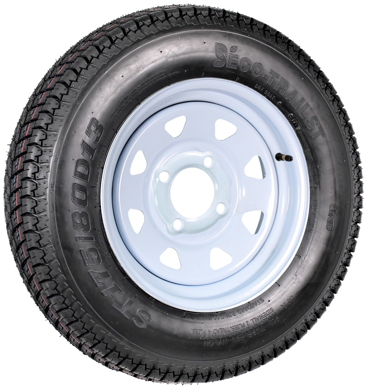 2-Pack Trailer Tire Rim ST175/80D13 175/80 13 Inch LRC 4 Lug White Spoke Wheel