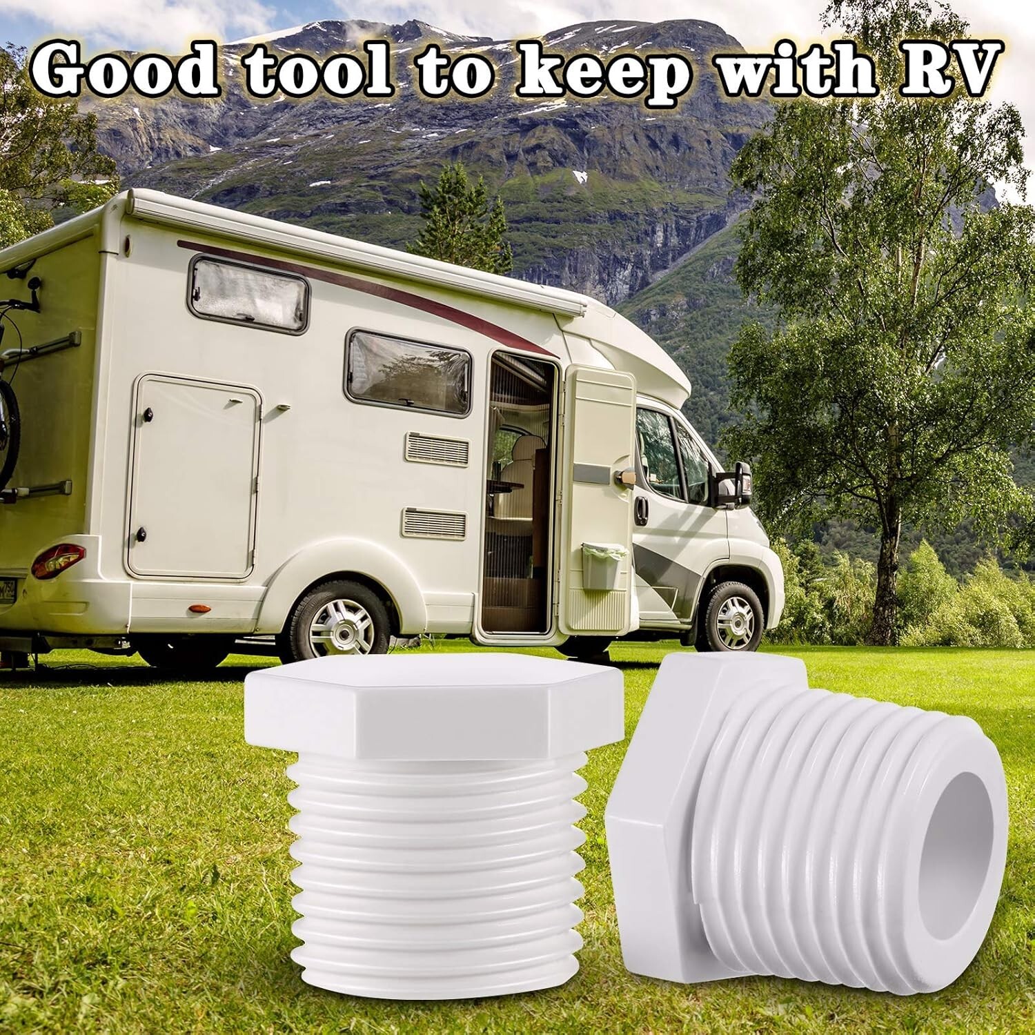 6-Pack RV Drain Plug Set with Leak-Proof Tape, Fits 1/2 Inch NPT Water Heaters