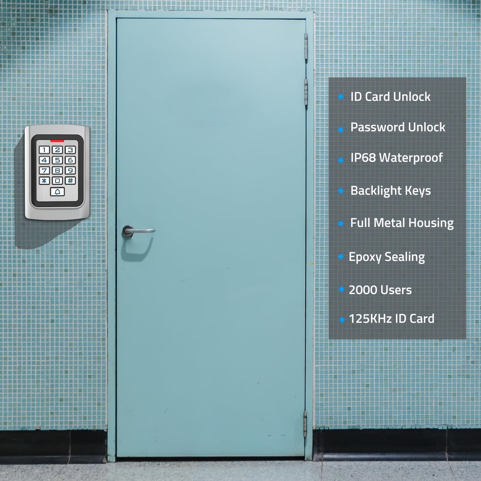 Universal Wired Keypad Access Control – PIN Code & ID Card, Waterproof, 2000 Use