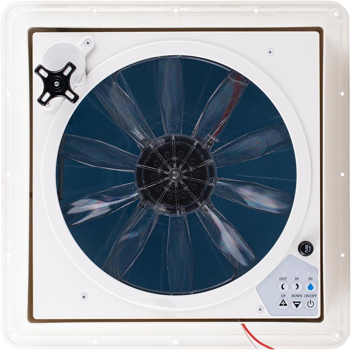 RV Vent Fan Roof 12V Remote Control 14 x 14 inches 14 inch opening, Smoke
