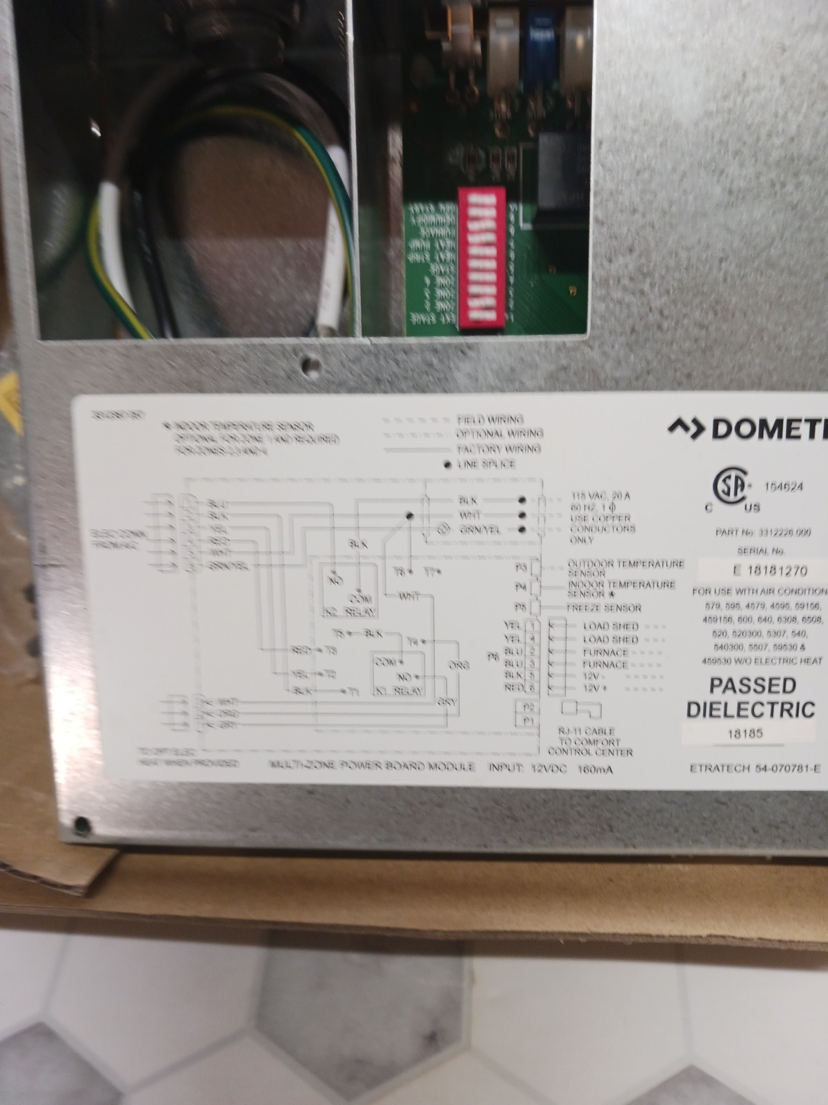 3312020.000 For Dometic CCC2 Multi-Zone Model A/C RV Thermostat Control Board FS