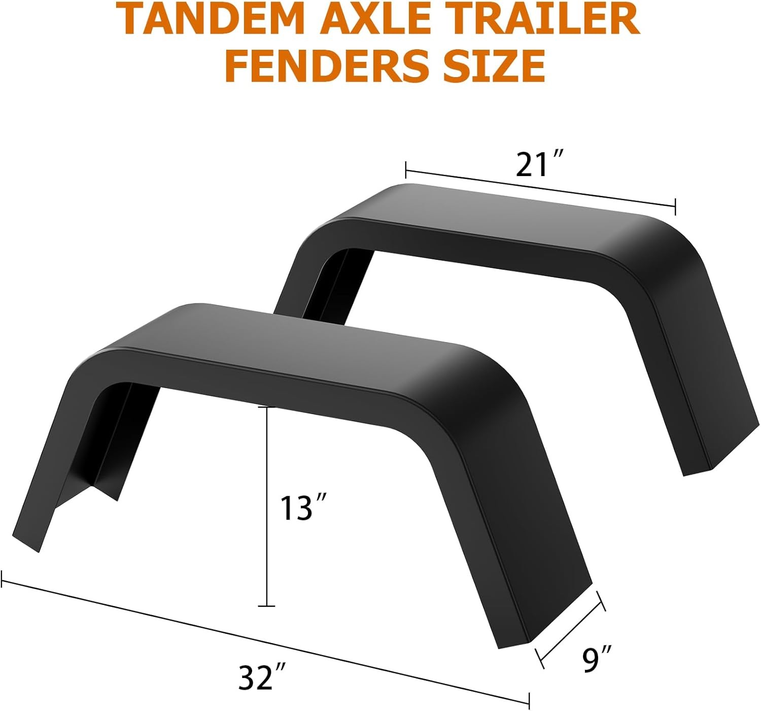 Set of 2 Square Steel Cargo Trailer Fenders Car Hauler for 14″-16″ Tires wheels