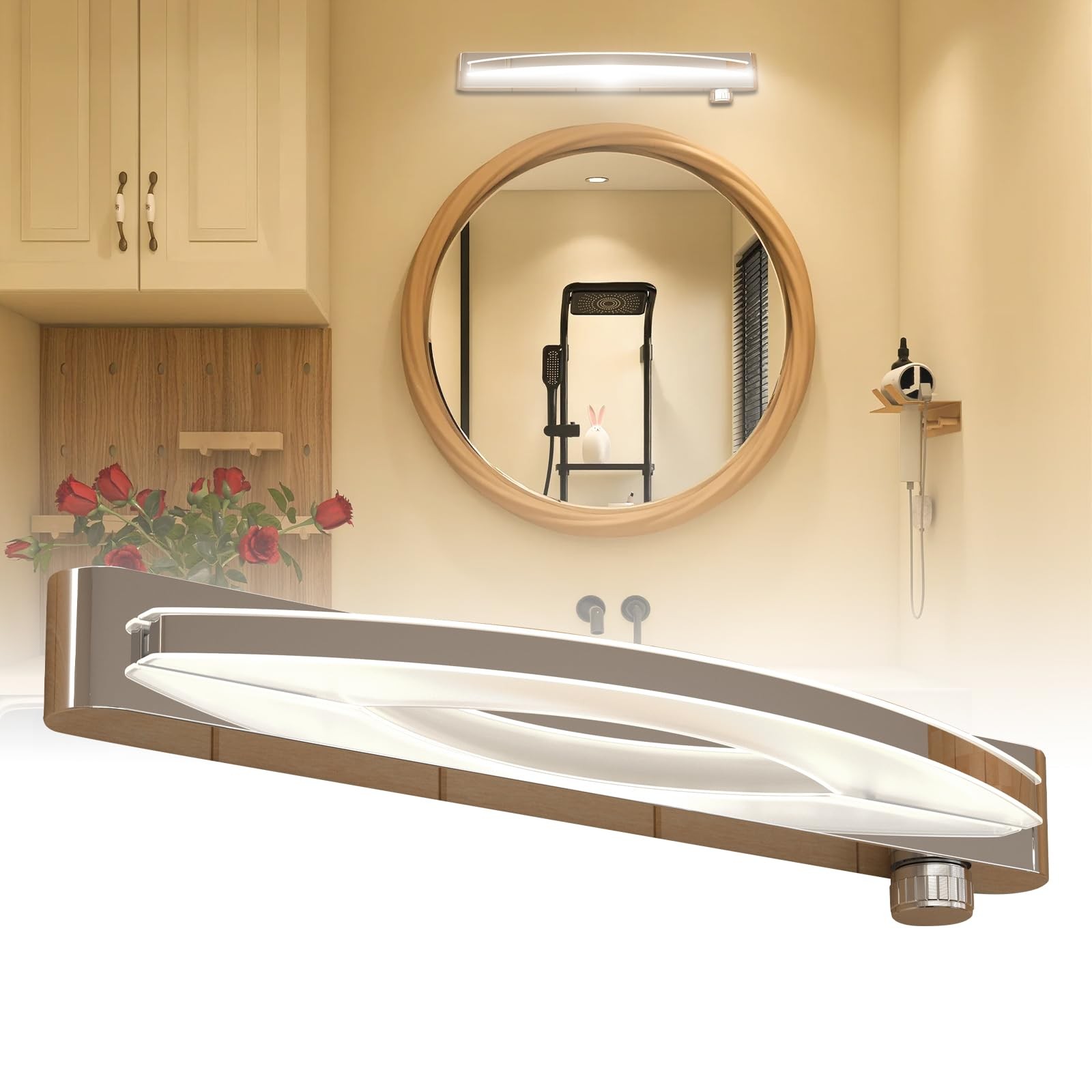 12V RV Vanity Light Fixture Rotating Switch 16 Inch Luxury Acrylic LED