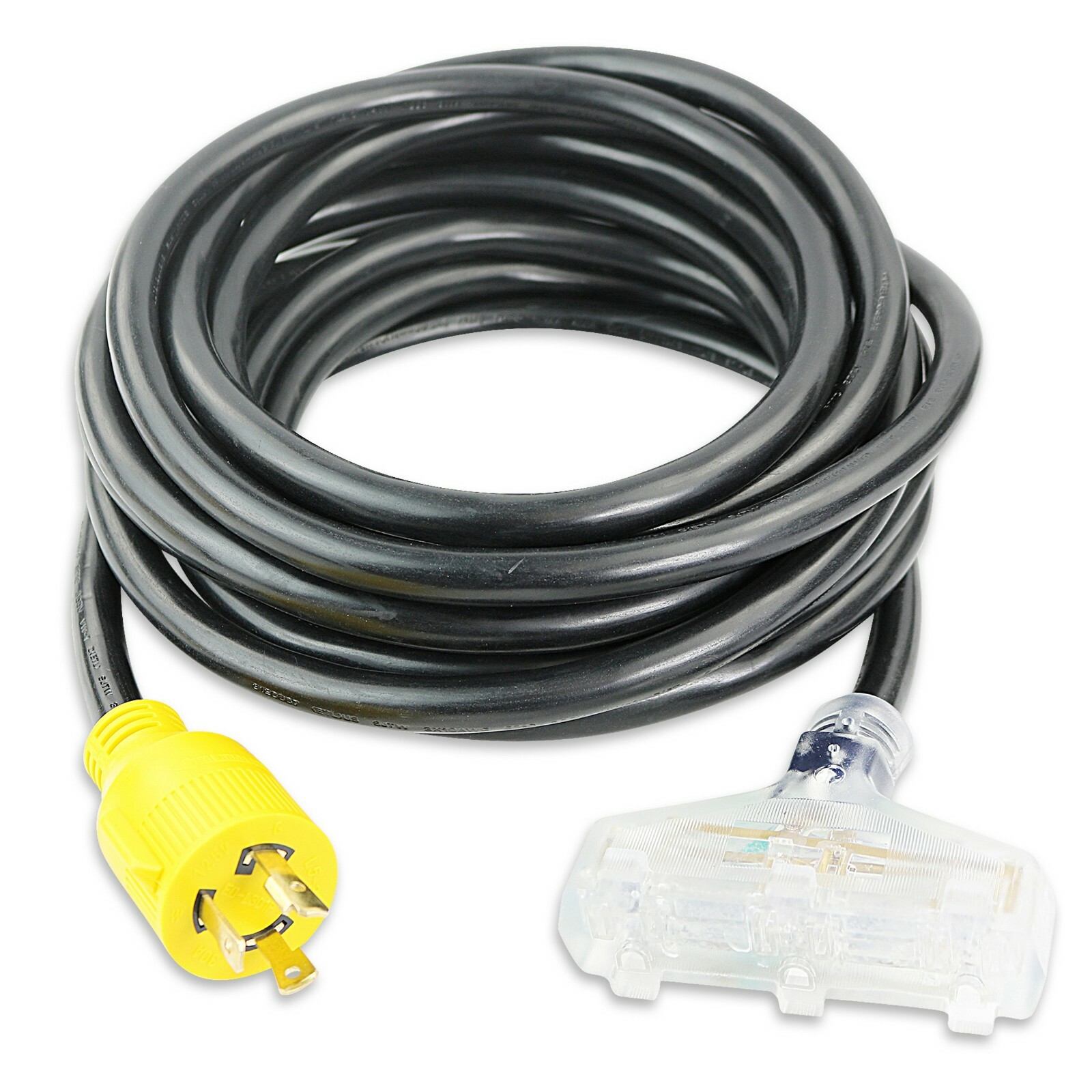 Generator Adapter Cord 25’ 3 Prong Power Cable 10/4 Tri 15 Amp Adapter Plug