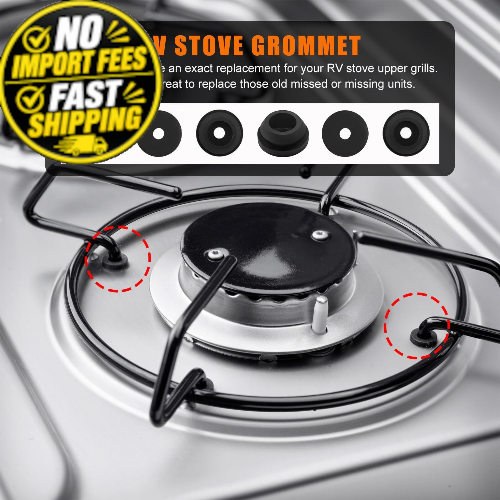 povtii 4 PCS RV Stove Top Grommets, Range Grate Grommet 4
