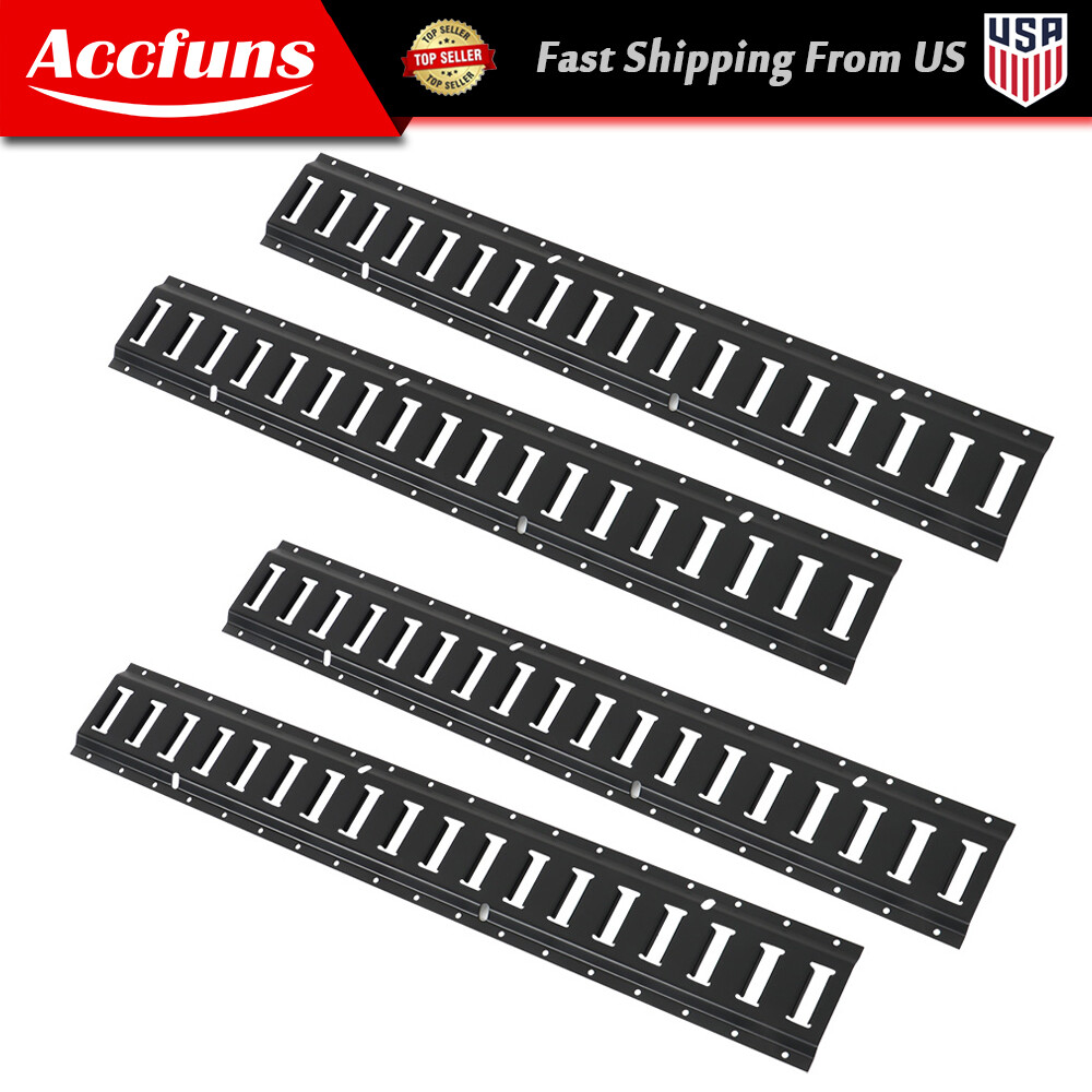4 Pack 3′ E Track Tie Down Rail Kit Bar Rails Powder Coat Black Secure Cargo