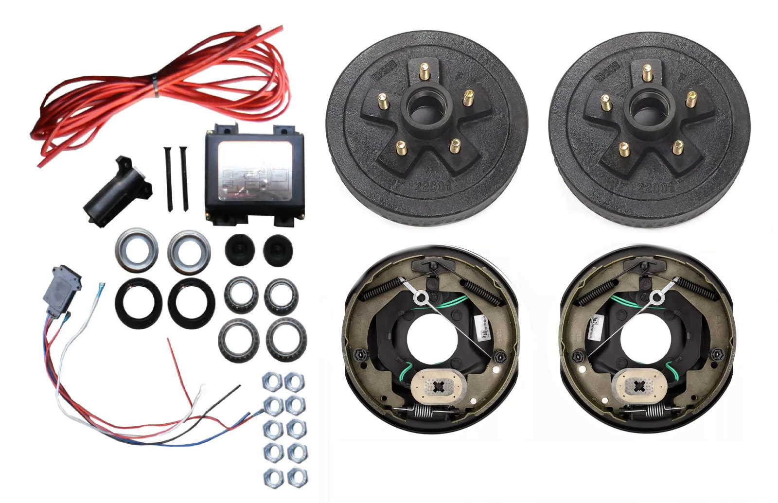Complete Kit 5×5 Drum 3500# 10″x2.25″ Self Adjusting Backing Plates Trailer