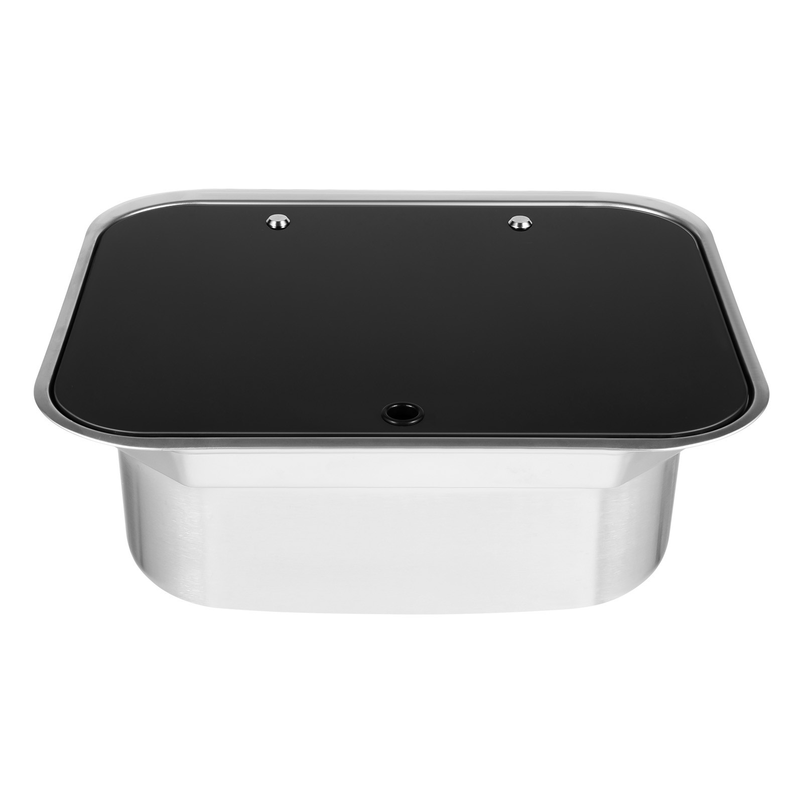 RV Caravan Camper Sink Stainless Steel Hand Wash Basin & Glass Lid & Faucet