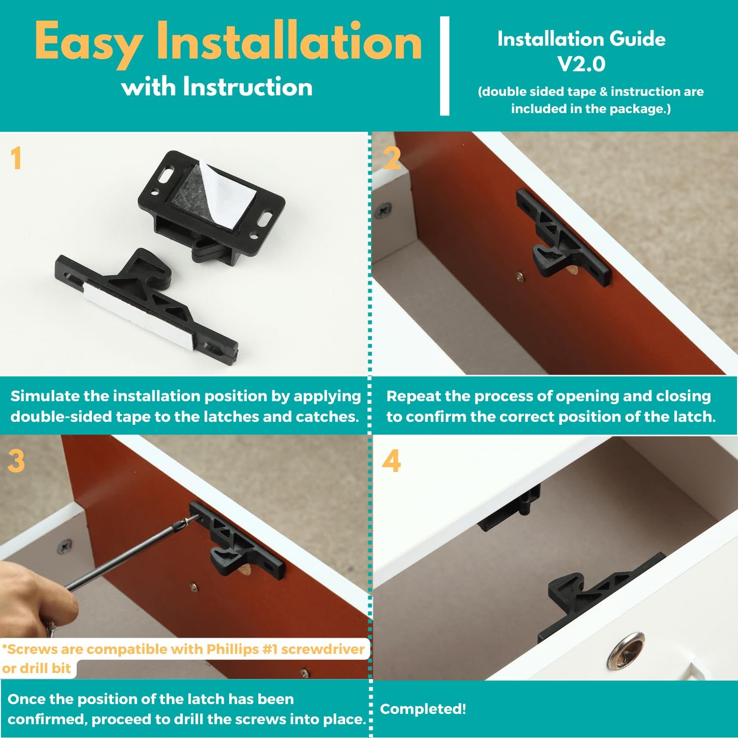 RV Drawer Latches and Catches, 4 Pack RV Cabinet Door Latches and Catches, 10…