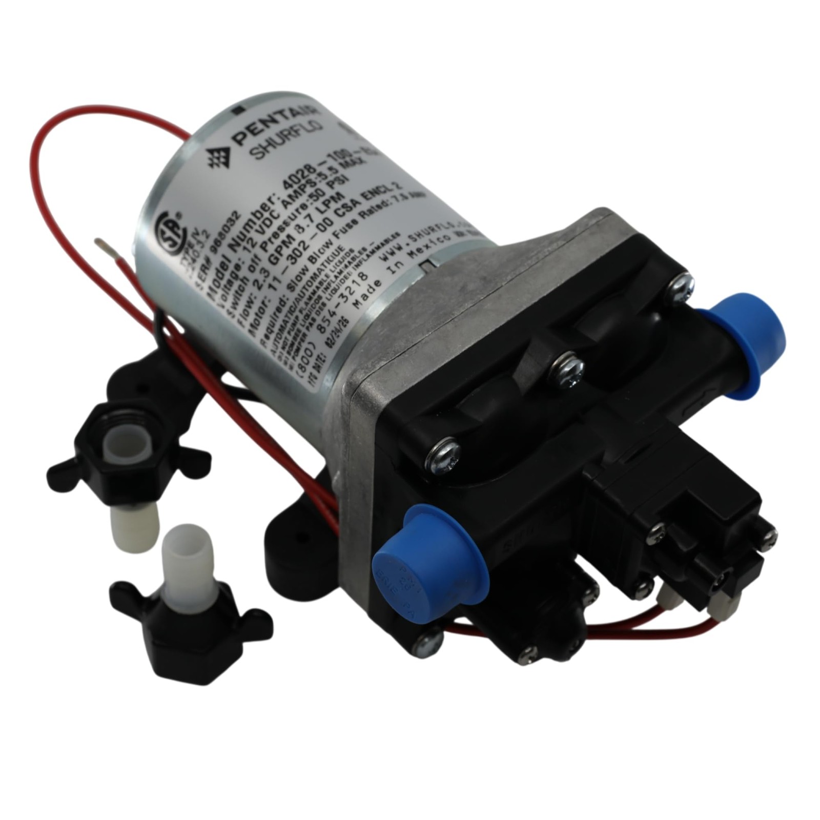 PENTAIR SHURFLO 4028-100-E54 Revolution 12V Water Pump, 2.3 GPM Diaphragm Pump,