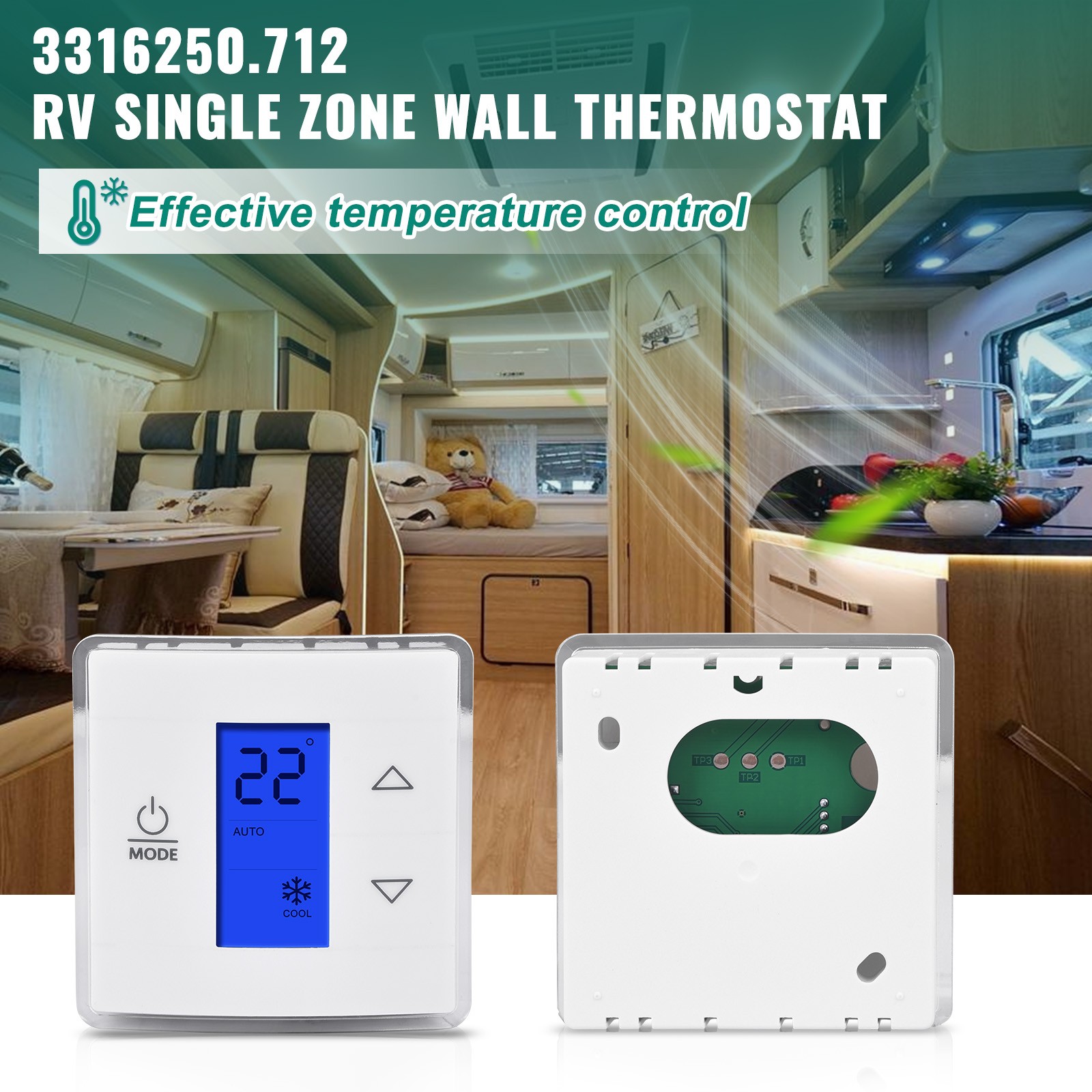 Fits for Dometic RV / Camper Single Zone Digital Wall Thermostat 3316250.700