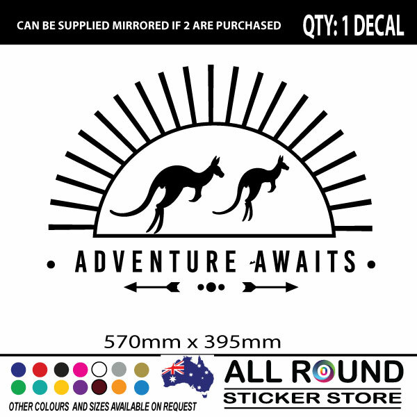 Adventure Awaits Australian Kangaroo sticker decal for , motorhome, 4×4 , trail