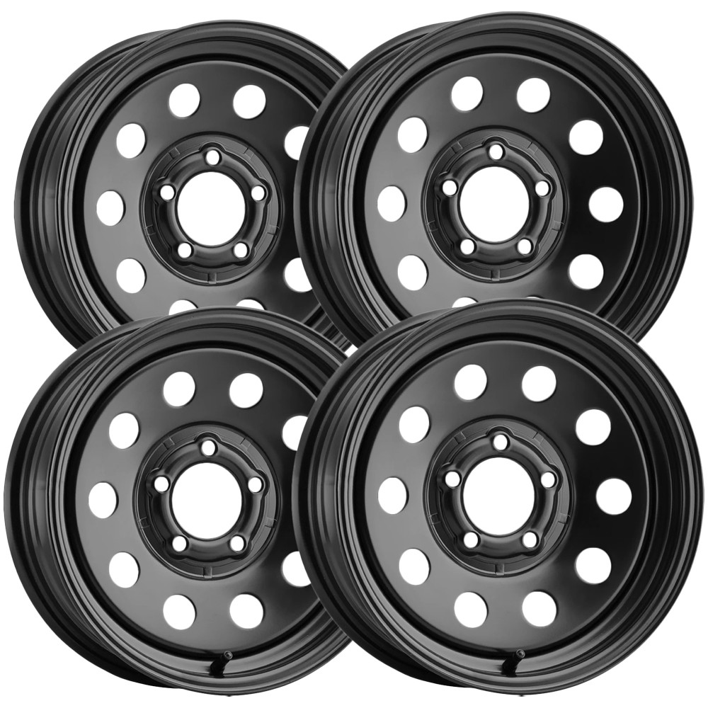 (Set of 4) Vision 70 Trailer Mod 14×5.5 5×4.5″ +0mm Black Wheels Rims 14″ Inch