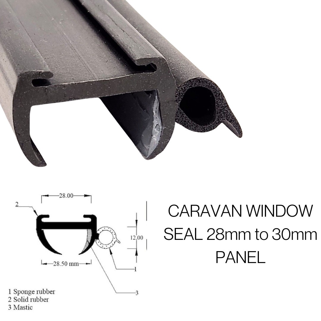 Front/Rear Window Rubber Seal & Grey Insert Suitable for Swift Touring Caravans