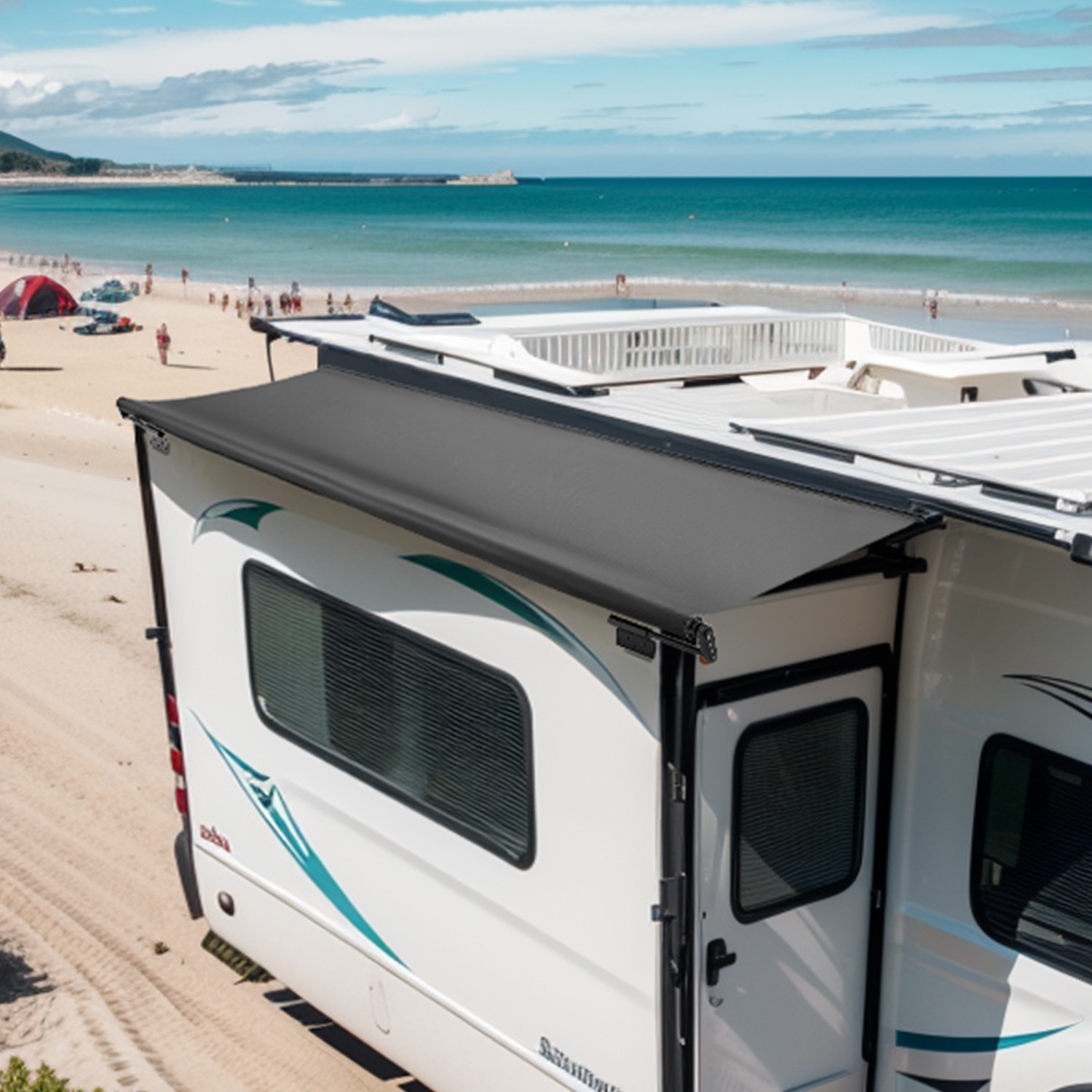 VEVOR 13’7″ (13’1″) RV Slide Out Awning Black Slide Topper Awning for RVs