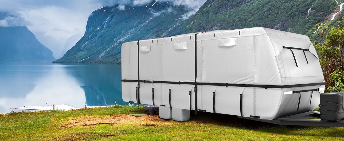 Travel Trailer RV Cover 20’–22’ Heavy-Duty Waterproof, Windproof & UV-Resistant
