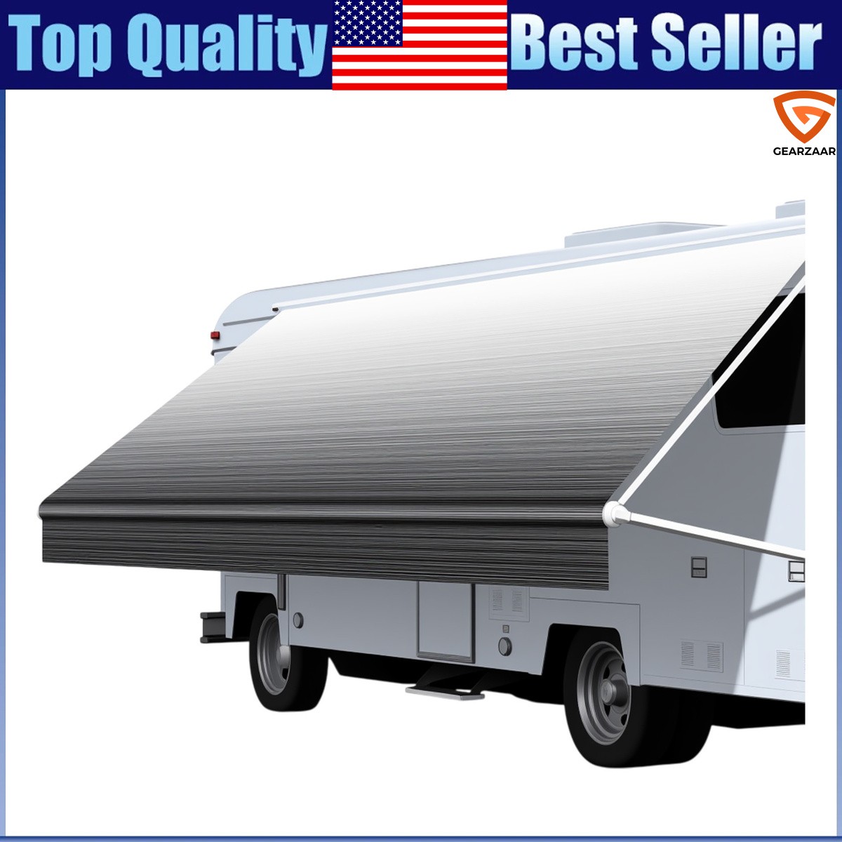 Waterproof RV Awning Fabric 18FT Strip Gray Fade UV Resistant For Camper 18oz
