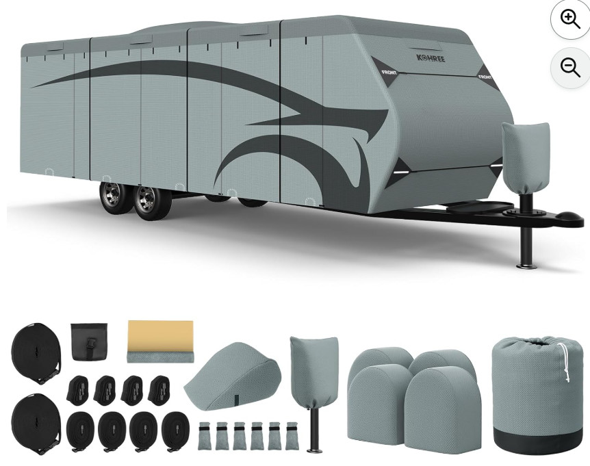 Travel Trailer Cover 30-33 ft with 8 Enlarged Vents, Sturdy & Waterproof & Anti-