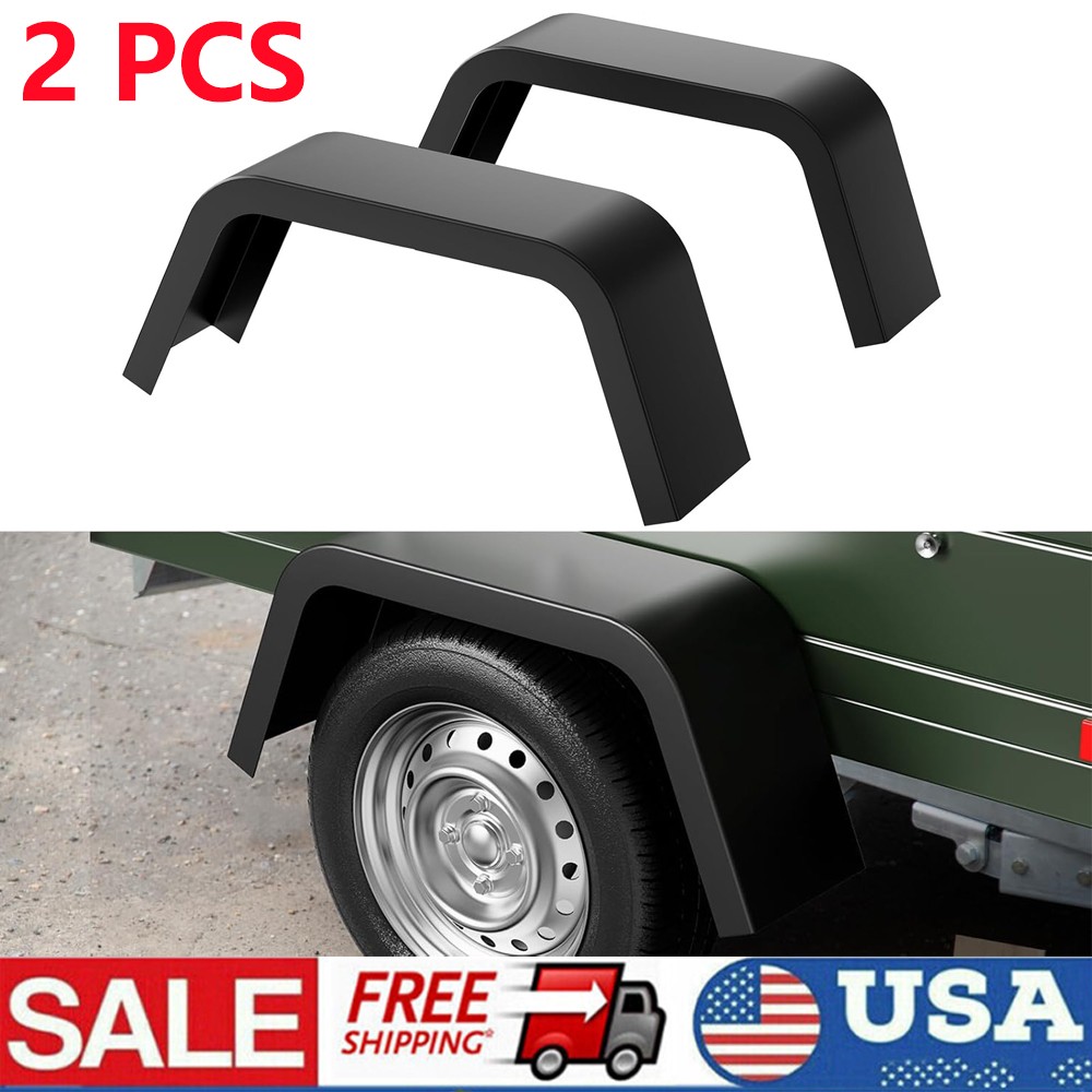 2PCS Steel Square Cargo Trailer Fenders For 14″-16″ Trailer Fenders Wheels Black