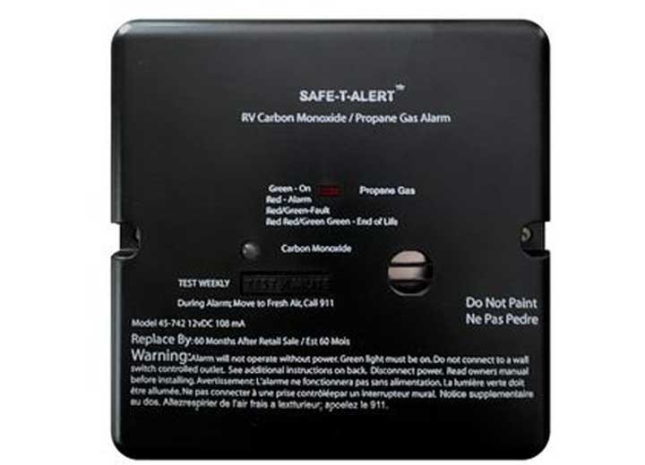 MTI 45-742-BL Safe-T-Alert 45 Series RV Dual CO/LP Alarm – Black, Flush Mount