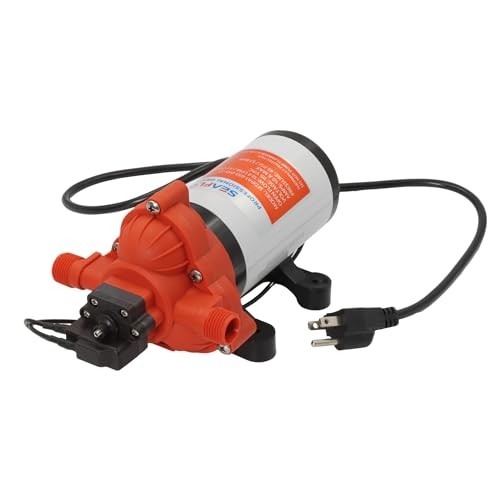 SEAFLO 33 Series Water 110V AC Pressure Pump – 115V AC, 45 PSI, Black, White