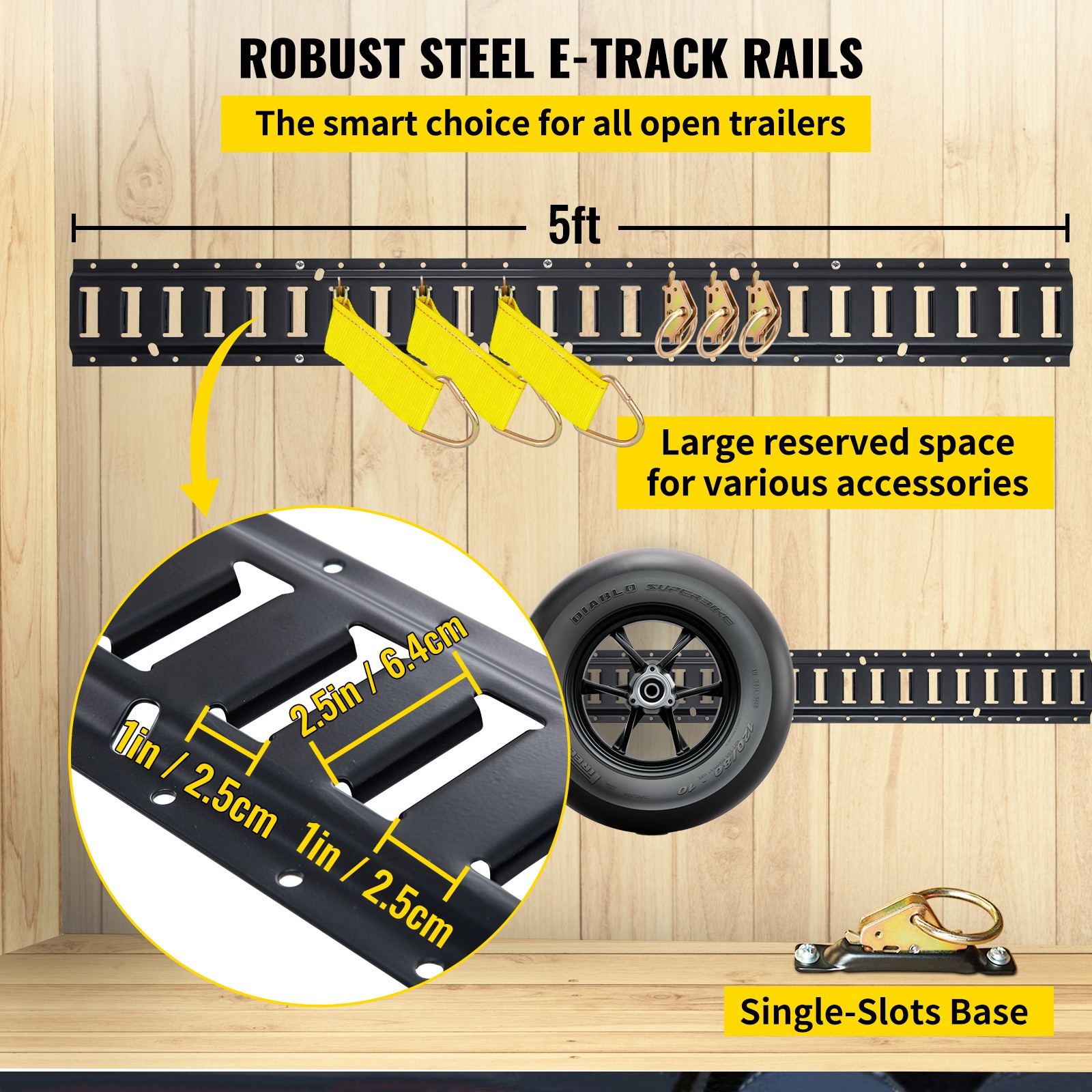 VEVOR E Track Tie Down Rail Kit 30PCs 5′ E Track Rails Enclosed Cargo Trailer