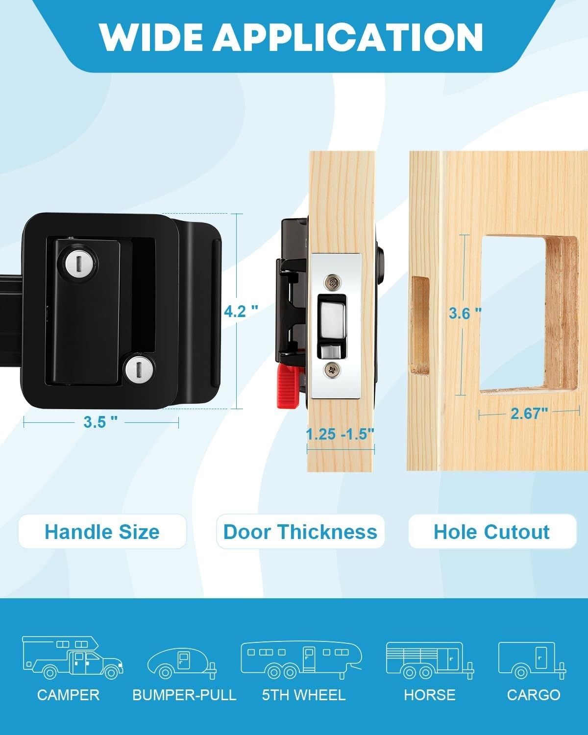 Durable RV Entry Door Lock with Paddle Latch – Zinc Alloy Construction