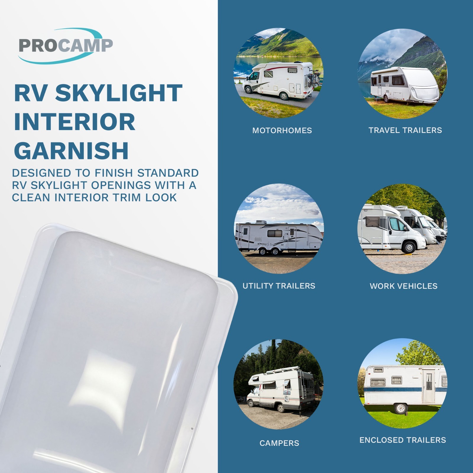 RV Skylight Interior Garnish 17″ X 24″ White Camper Skylight Motorhome/Camper