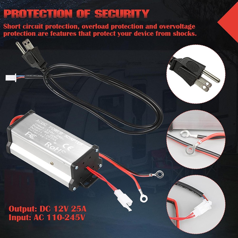DC 12V /24V to AC 110V Adapter Air Heater Power Converter for RV, Workshops…