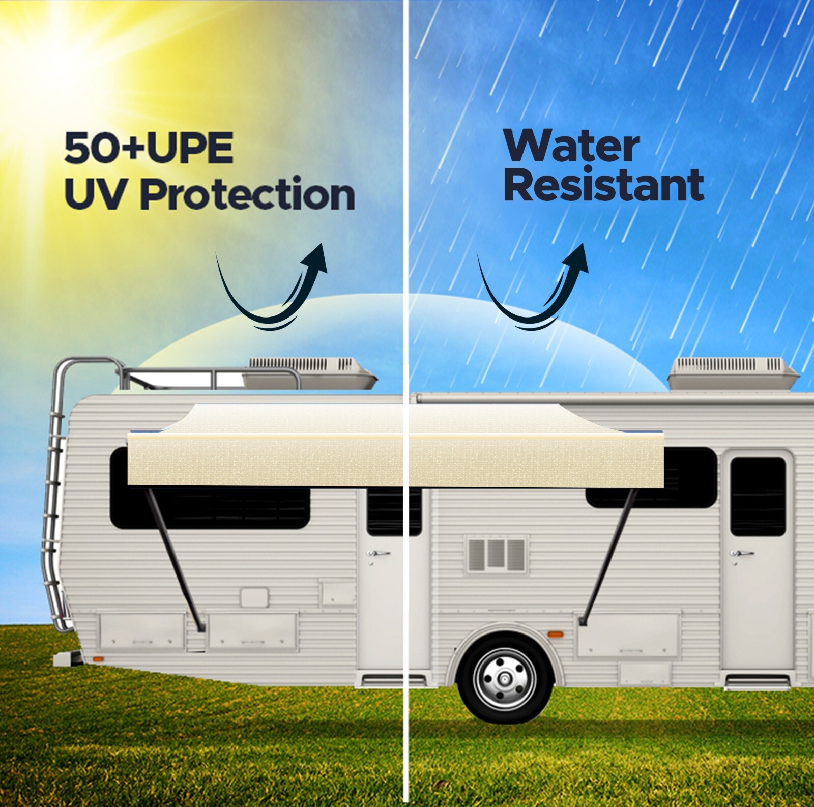 SunWave RV Awning Replacement Fabric 22′ (Actual Width 21’2″) Camel Fade