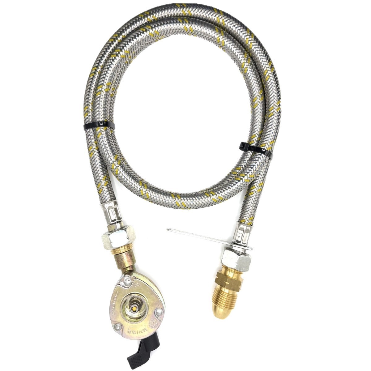 1.5M Pipe LPG UK Gas Bottle 5/8″ LH POL Adapter with 21mm CLIP ON 21.8mm lh