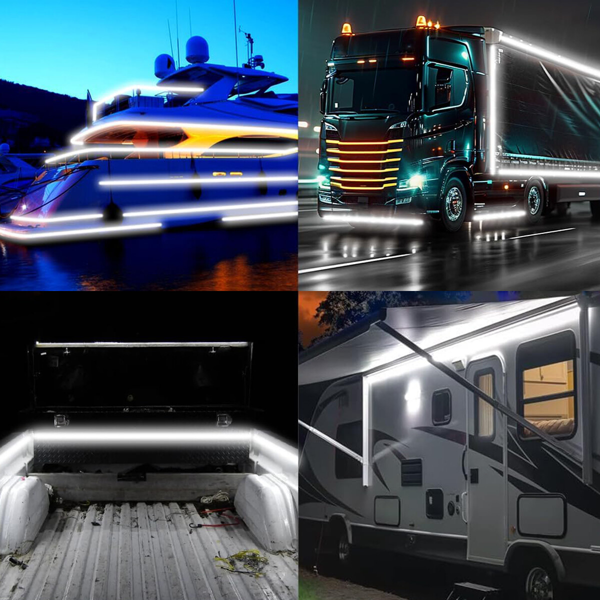 16ft RGB Wireless Control Waterproof LED Strip Light For Boat Truck Car SUV RV