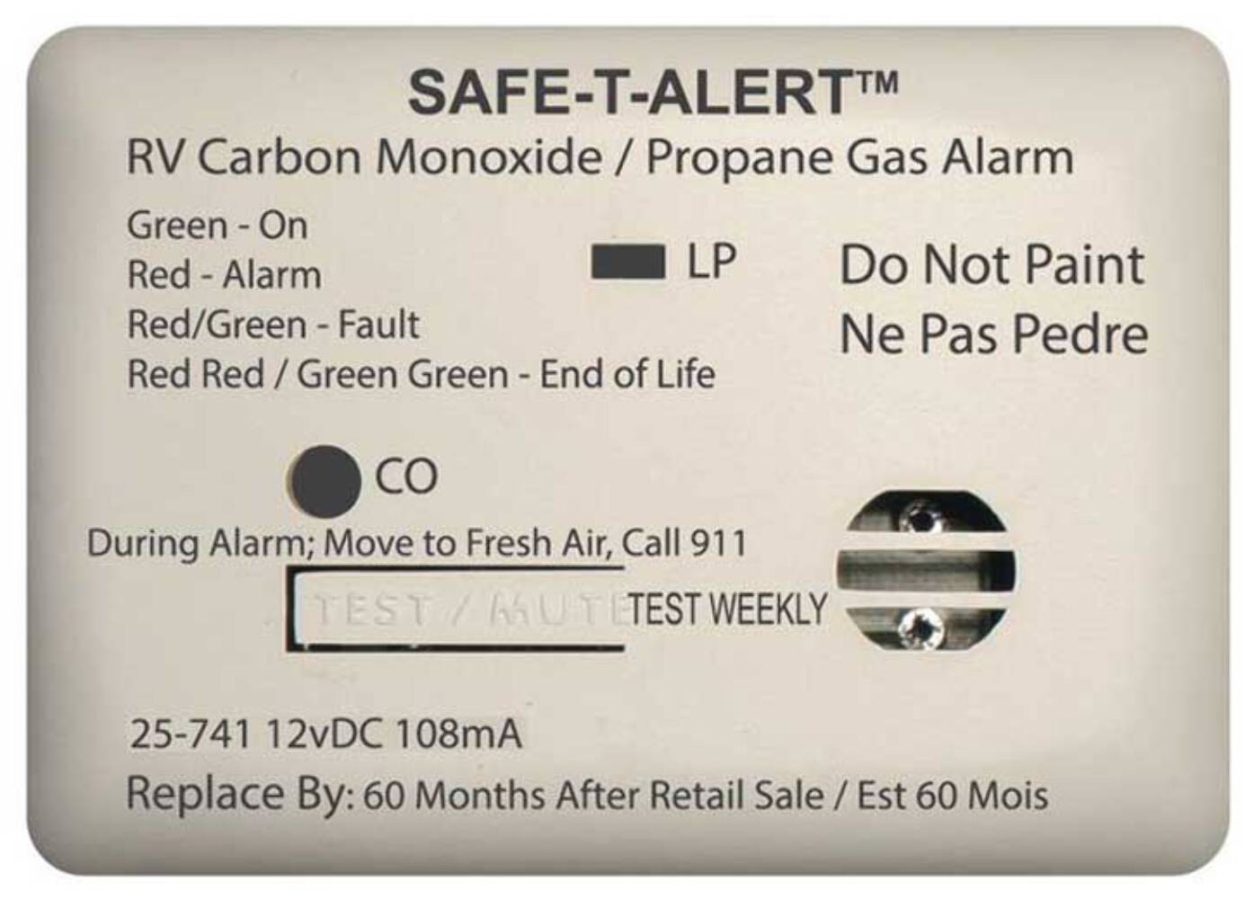 MTI Industries Combination Carbon Monoxide and Propane Alarm 25-741-WT – Mini Wh