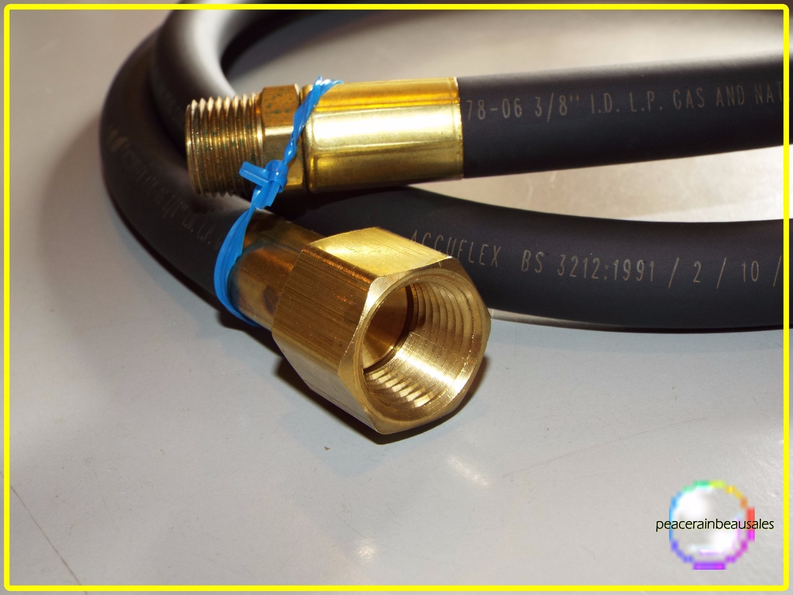 4 1/2′ ID 3/8” LP GAS LINE HOSE 3/8” FEMALE FLARE BRASS & 3/8′ MALE NPT RV #11
