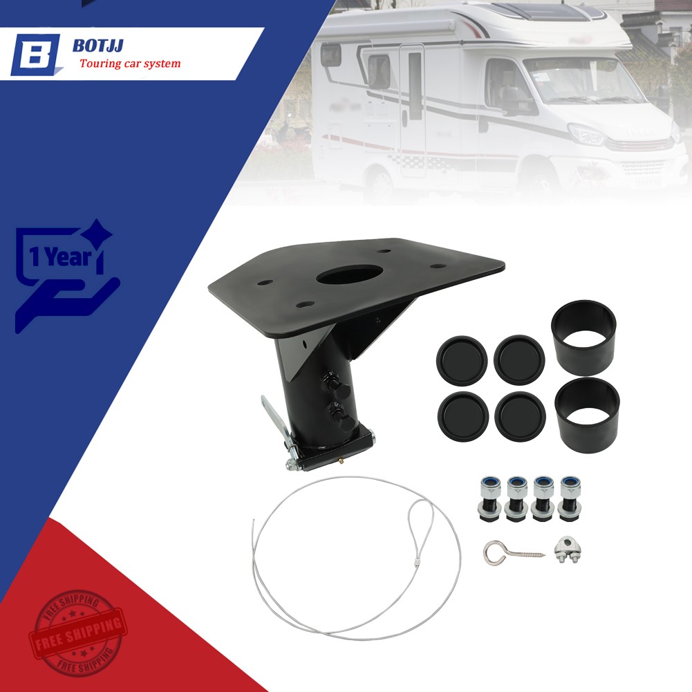Black 12″ -17″Inches Adjustable 5th Wheel RV to Gooseneck Adapter Hitch