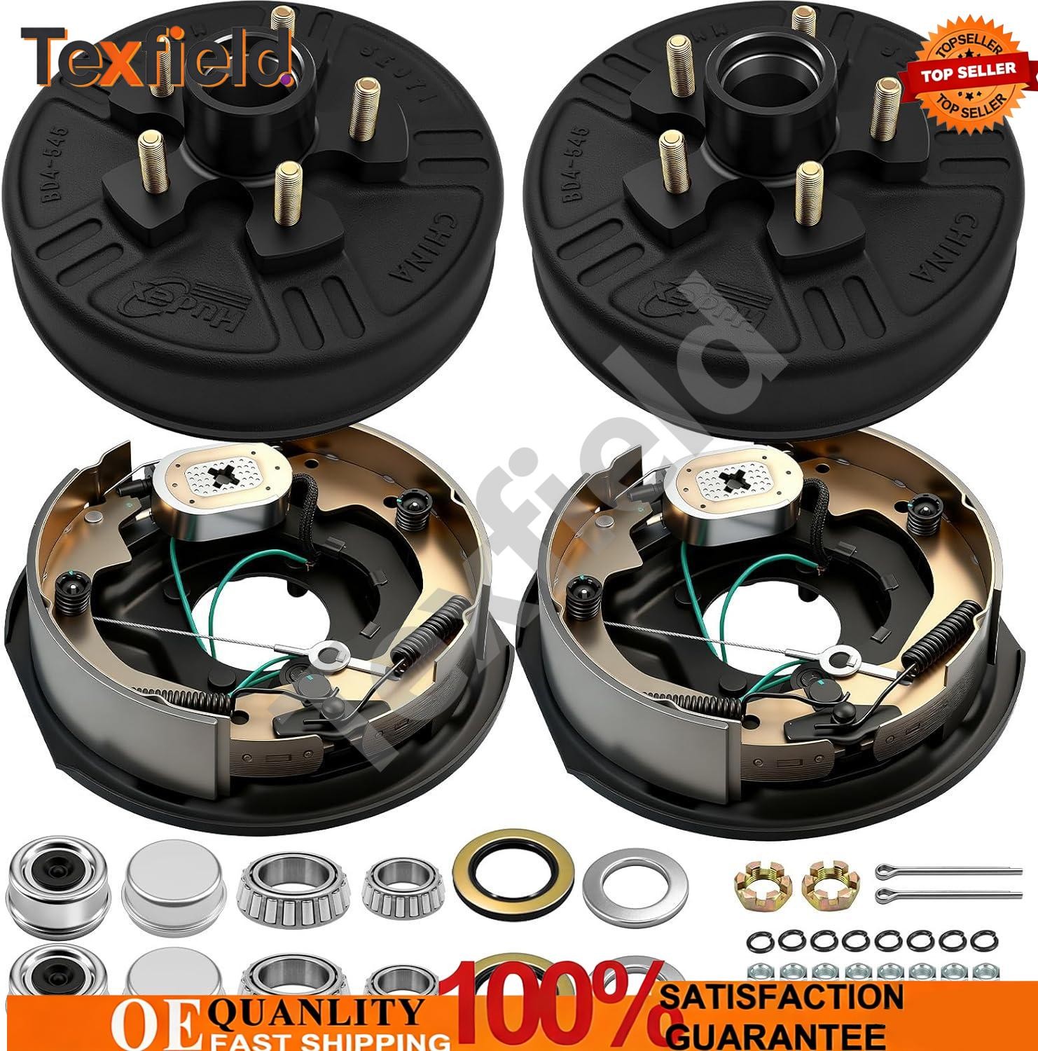 Electric Trailer Self Adjusting Brake 5-4.5″ Hub Drum Kit For 3500 lb Axle