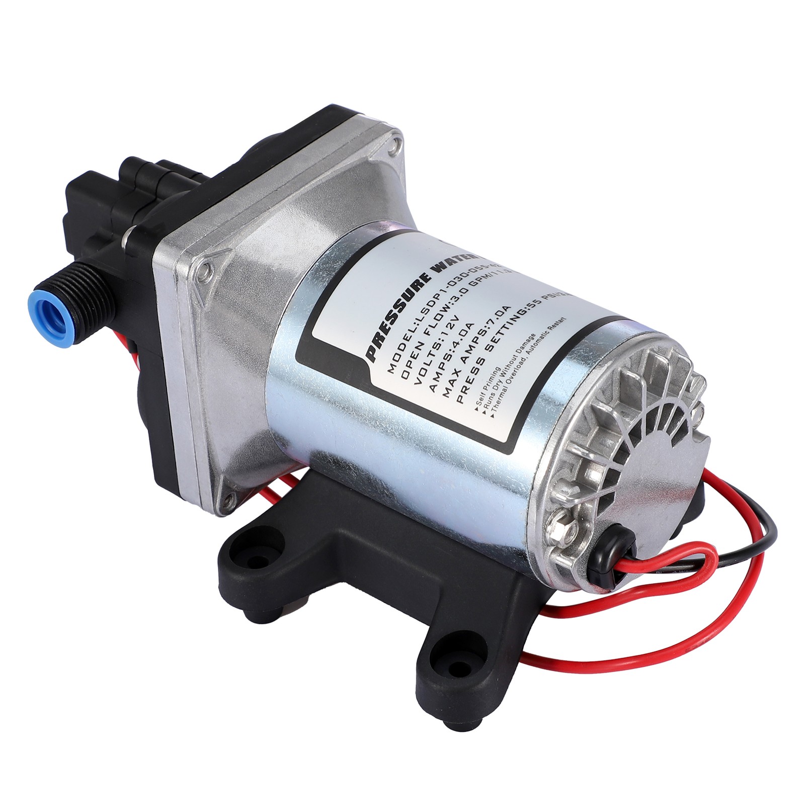 RV Water Pump 12 Volt DC 3.0GPM 55PSI Twist on Filter Boat Marine High Pressure