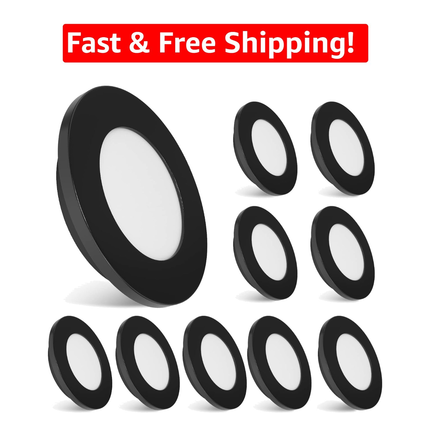 Compact 2W Warm White Recessed Lighting – 10 LED Puck Lights for Modern Spaces