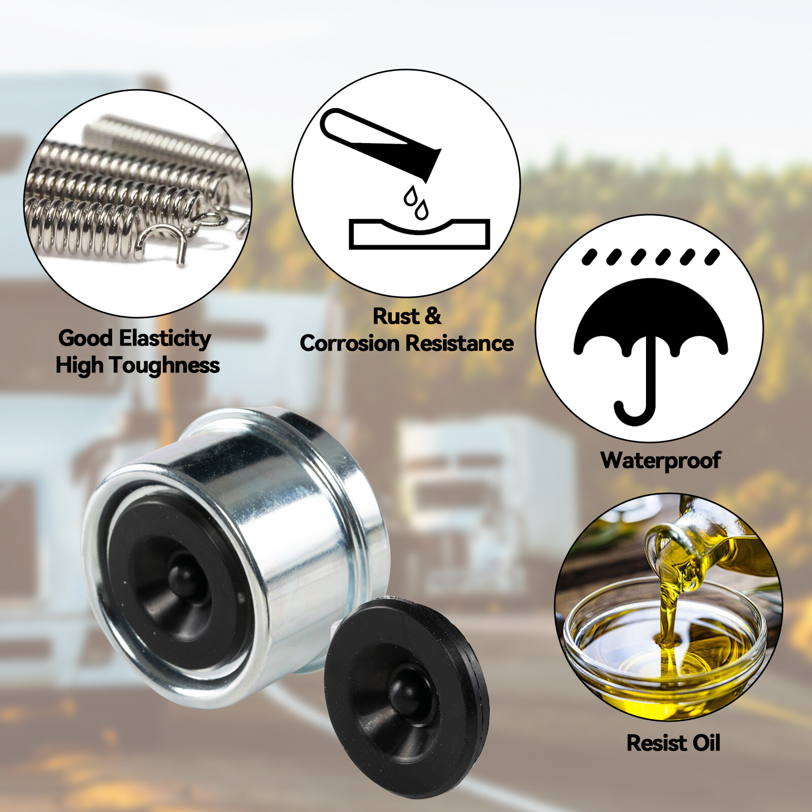 Four 1.98″Trailer Boat Axle Hub Extra Rubber Plug Dust Cap Grease Cover EZ Lube