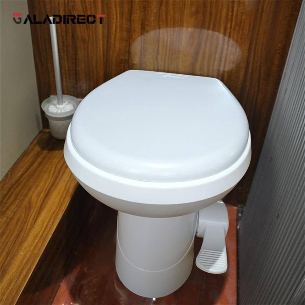 20″ Tall RV Camper Gravity Flush Toilet Foot Pedal Travel Trailer Caravan White